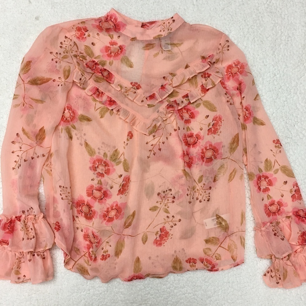 Arizona Jean co juniors sheer long sleeve blouse